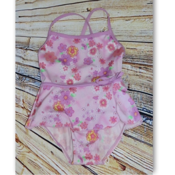 Circo Toddler Girls One Piece Swimsuit Pink and White Flowers Size 2T 3T NWT